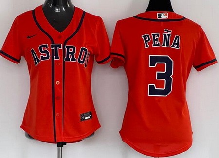 Women's Houston Astros #3 Jeremy Pena Orange Cool Base Jersey