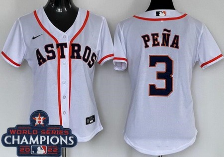 Women's Houston Astros #3 Jeremy Pena White 2022 World Series Champions Cool Base Jersey