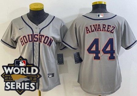 Women's Houston Astros #44 Yordan Alvarez Gray 2022 World Series Cool Base Jersey