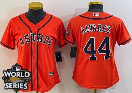 Women's Houston Astros #44 Yordan Alvarez Orange Team Logo 2022 World Series Cool Base Jersey