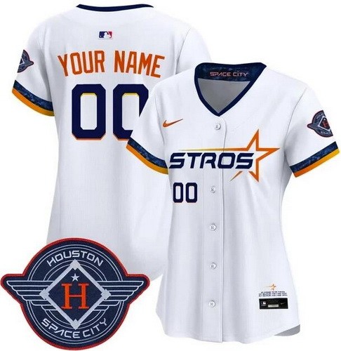 Women's Houston Astros Customized White 2025 City Connect Limited Jersey