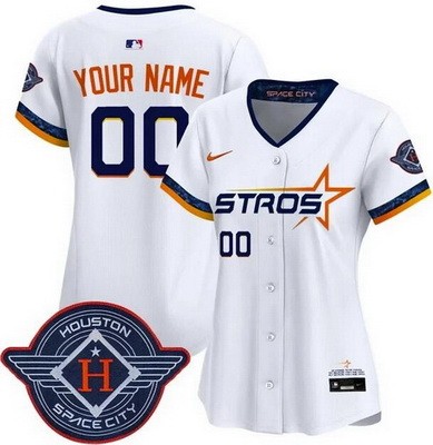Women's Houston Astros Customized White 2025 City Connect Limited Jersey