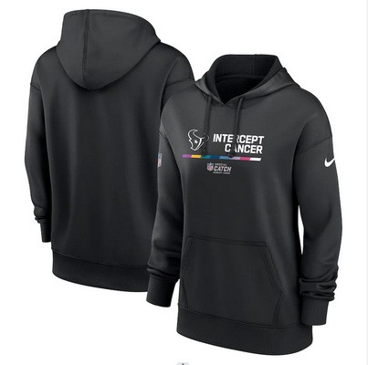 Women's Houston Texans Black 2022 Crucial Catch Therma Performance Pullover Hoodie