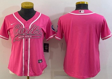 Women's Indianapolis Colts Blank Limited Pink Baseball Jersey