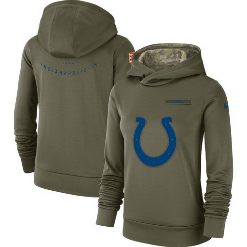 Women's Indianapolis Colts Olive Salute To Service Printed Pullover Hoodie