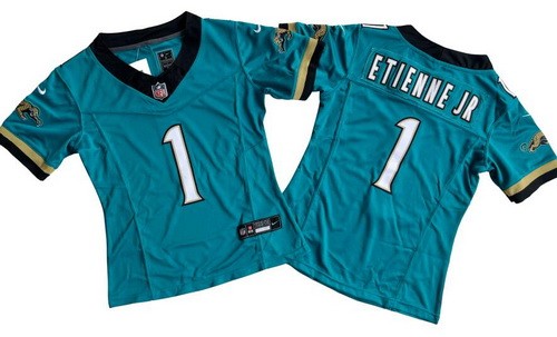 Women's Jacksonville Jaguars #1 Travis Etienne Jr Limited Teal Prowler Throwback FUSE Vapor Jersey
