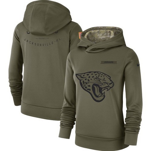 Women's Jacksonville Jaguars Olive Salute To Service Printed Pullover Hoodie