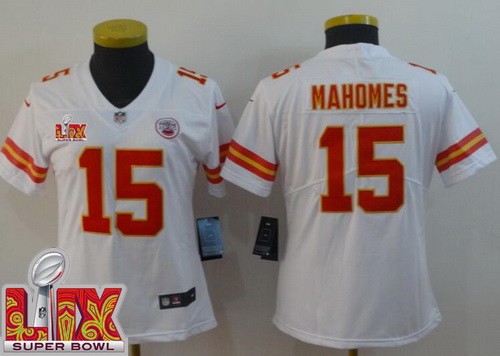 Women's Kansas City Chiefs #15 Patrick Mahomes Limited White Super Bowl LIX Vapor Jersey
