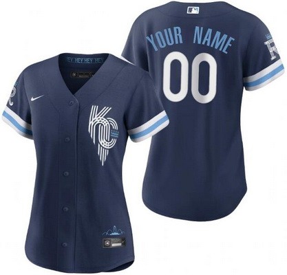 Women's Kansas City Royals Customized Navy 2022 City Connect Cool Base Jersey