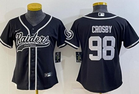 Women's Las Vegas Raiders #98 Maxx Crosby Black Baseball Jersey