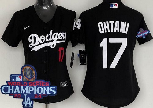 Women's Los Angeles Dodgers #17 Shohei Ohtani Black 2024 World Series Champions Limited Jersey