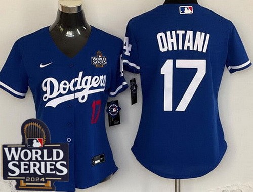 Women's Los Angeles Dodgers #17 Shohei Ohtani Blue 2024 World Series Limited Jersey