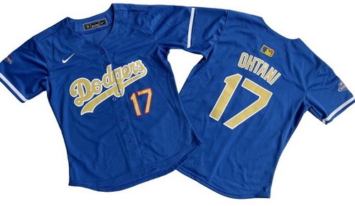 Women's Los Angeles Dodgers #17 Shohei Ohtani Blue 2025 Gold Collection Limited Jersey