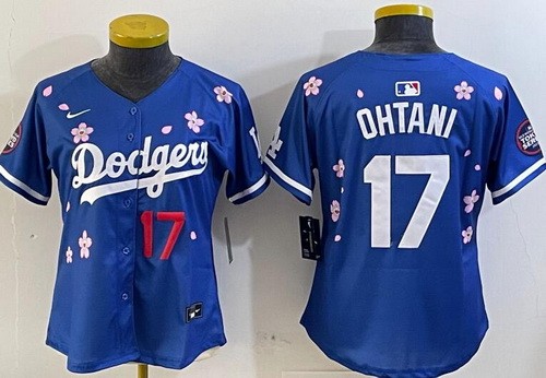 Women's Los Angeles Dodgers #17 Shohei Ohtani Blue 2025 Tokyo Series Limited Jersey