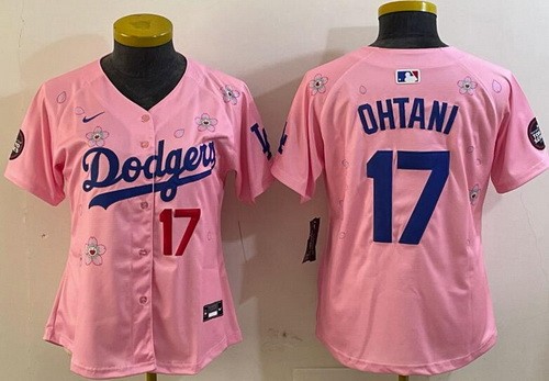 Women's Los Angeles Dodgers #17 Shohei Ohtani Pink 2025 Tokyo Series Limited Jersey