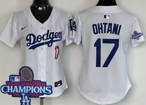 Women's Los Angeles Dodgers #17 Shohei Ohtani White 2024 World Series Champions Limited Jersey