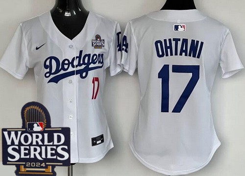 Women's Los Angeles Dodgers #17 Shohei Ohtani White 2024 World Series Limited Jersey