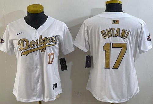 Women's Los Angeles Dodgers #17 Shohei Ohtani White 2025 Gold Collection Limited Jersey