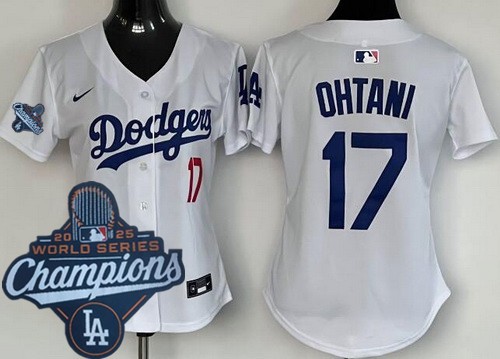 Women's Los Angeles Dodgers #17 Shohei Ohtani White 2025 World Series Champions Limited Jersey