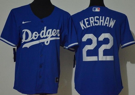 Women's Los Angeles Dodgers #22 Clayton Kershaw Blue Cool Base Jersey