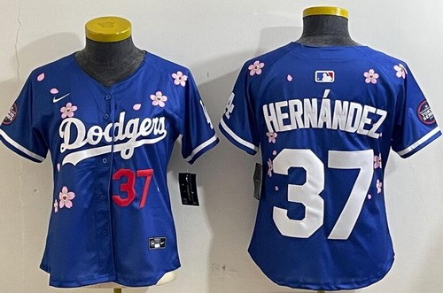 Women's Los Angeles Dodgers #37 Teoscar Hernandez Blue 2025 Tokyo Series Limited Jersey