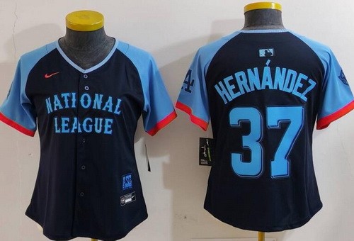 Women's Los Angeles Dodgers #37 Teoscar Hernandez Navy 2024 All Star Limited Jersey