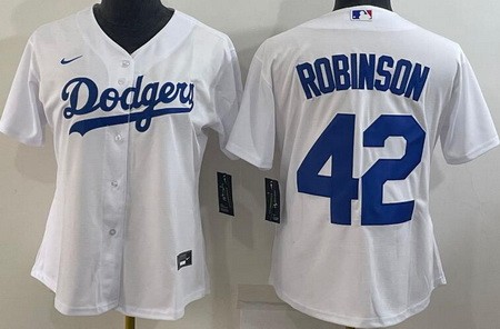 Women's Los Angeles Dodgers #42 Jackie Robinson White Cool Base Jersey