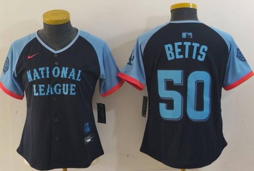 Women's Los Angeles Dodgers #50 Mookie Betts Navy 2024 All Star Limited Jersey