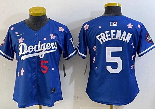 Women's Los Angeles Dodgers #5 Freddie Freeman Blue 2025 Tokyo Series Limited Jersey