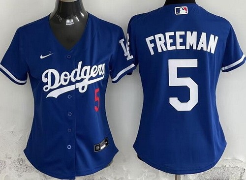 Women's Los Angeles Dodgers #5 Freddie Freeman Blue Limited Jersey