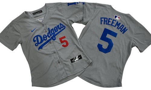 Women's Los Angeles Dodgers #5 Freddie Freeman Gray Limited Jersey