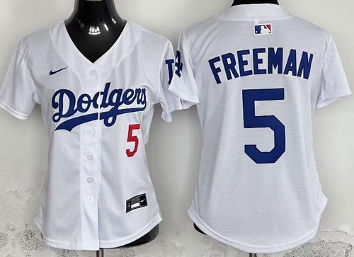 Women's Los Angeles Dodgers #5 Freddie Freeman White Limited Jersey