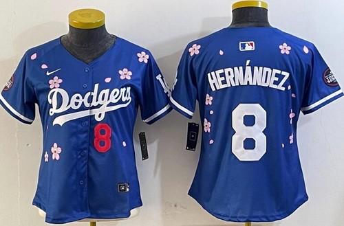 Women's Los Angeles Dodgers #8 Enrique Hernandez Blue 2025 Tokyo Series Limited Jersey