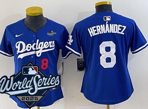 Women's Los Angeles Dodgers #8 Enrique Hernandez Blue 2025 World Series Limited Jersey
