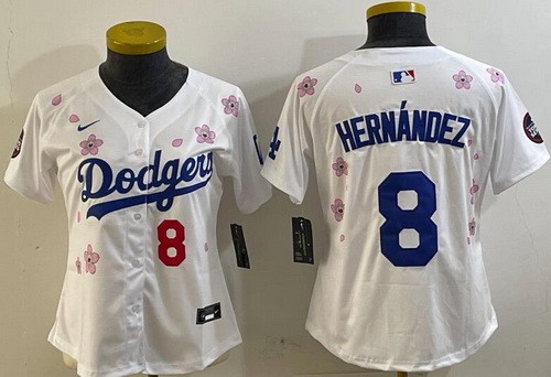 Women's Los Angeles Dodgers #8 Enrique Hernandez White 2025 Tokyo Series Limited Jersey