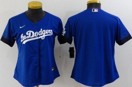 Women's Los Angeles Dodgers Blank Blue 2021 City Cool Base Jersey
