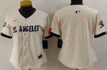 Women's Los Angeles Dodgers Blank Cream 2024 City Connect Limited Jersey