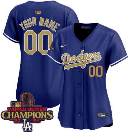 Women's Los Angeles Dodgers Customized Blue 2025 Gold Collection Limited Jersey