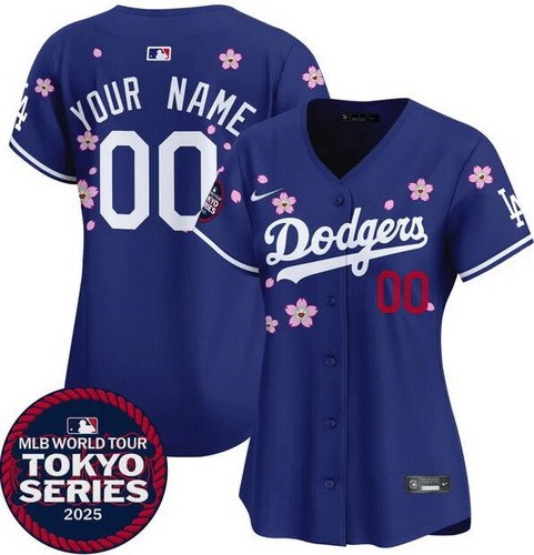 Women's Los Angeles Dodgers Customized Blue 2025 Tokyo Series Limited Jersey