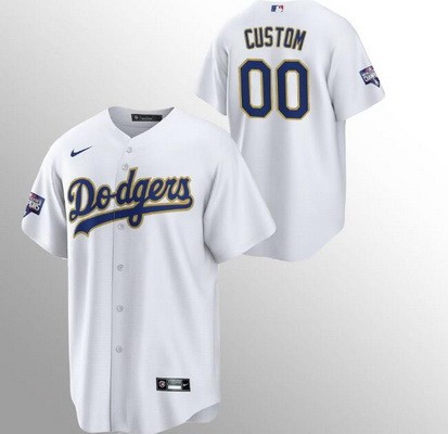 Women's Los Angeles Dodgers Customized White 2021 Gold Program Cool Base Jersey