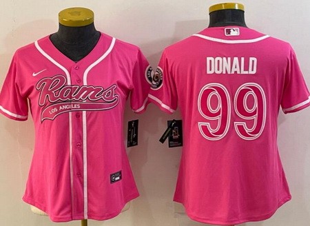 Women's Los Angeles Rams #99 Aaron Donald Limited Pink Baseball Jersey