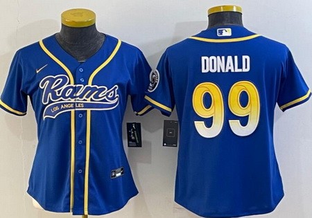 Women's Los Angeles Rams #99 Aaron Donald Limited Royal Baseball Jersey