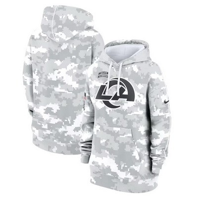 Women's Los Angeles Rams Arctic Camo 2024 Salute to Service Club Fleece Pullover Hoodie