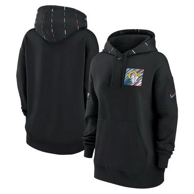 Women's Los Angeles Rams Black 2023 Crucial Catch Club Pullover Hoodie