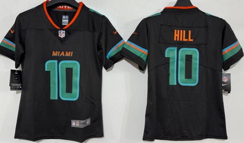 Women's Miami Dolphins #10 Tyreek Hill Limited Black Rivalries Vapor Jersey