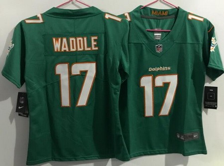 Women's Miami Dolphins #17 Jaylen Waddle Limited Aqua Vapor Jersey