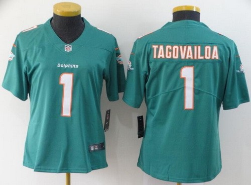 Women's Miami Dolphins #1 Tua Tagovailoa Limited Aqua Vapor Untouchable Jersey