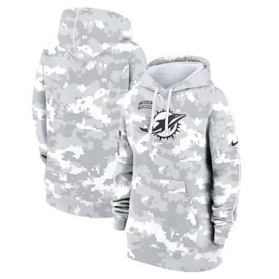 Women's Miami Dolphins Arctic Camo 2024 Salute to Service Club Fleece Pullover Hoodie