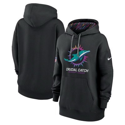 Women's Miami Dolphins Black 2024 Crucial Catch Club Pullover Hoodie