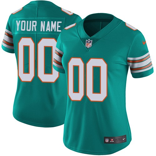 Women's Miami Dolphins Customized Limited Aqua Alternate Vapor Untouchable Jersey